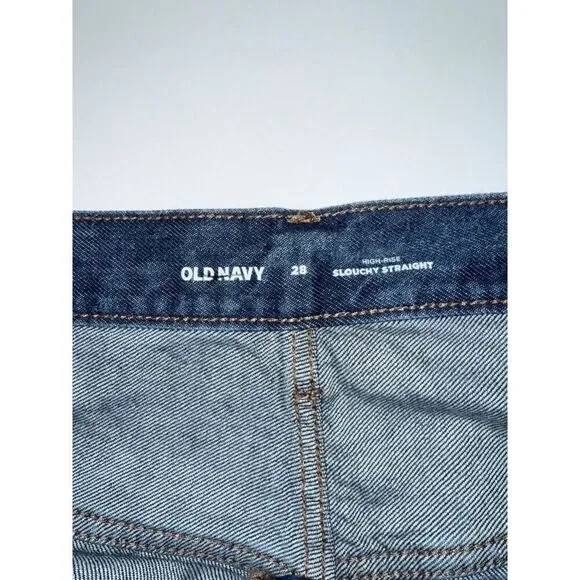 Old Navy High Rise Slouchy Blue Jean Shorts Cut Off Denim 5" Non Stretch 28 Plus - Picture 12 of 13